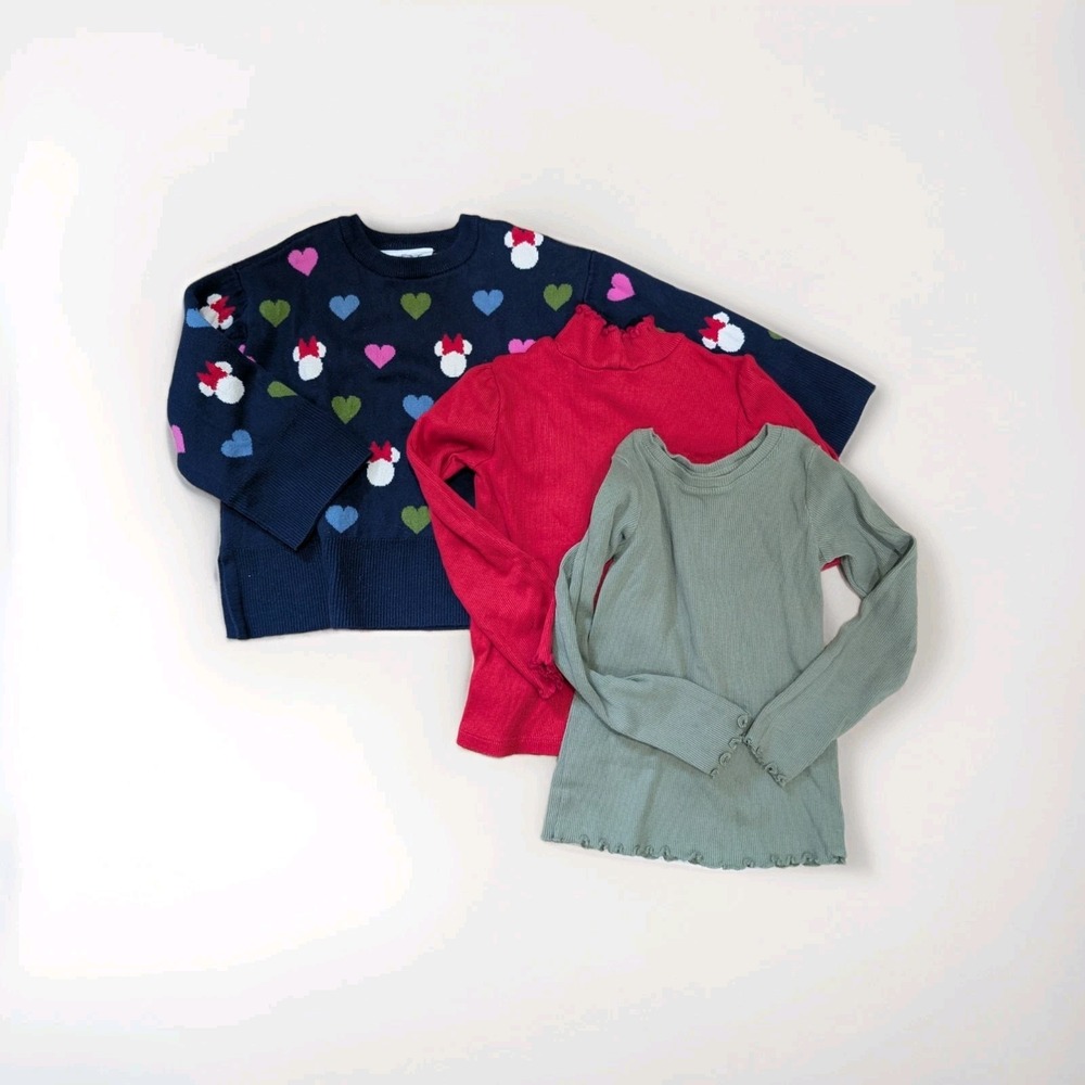 4T Baby‎ Gap 3pc Lot BUNDLE Disney Minnie Sweater Ribbed.Red Green Long Sleeve